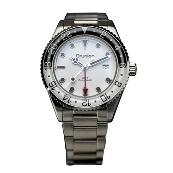 2023 39 мм Подарък мъжки часовник Луксозен Бял емайла циферблат Пузырьковый син сапфир светещи Автоматични механични старинни часовници