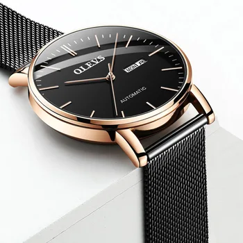 OLEVS Модерен мъжки часовници Най-добрата марка за Луксозни тънки механични часовници, мъжки мрежест каишка за часовник, водоустойчив творчески часовници 5882