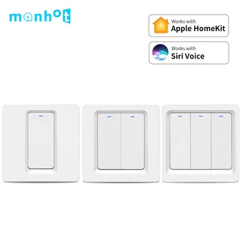 Умен Wifi Apple Homekit Ключ-Тласкач Бутон Стенни Ключове за осветление EU 1/2/3 Банда Безжичен Siri Гласов Контрол Google Home Алекса