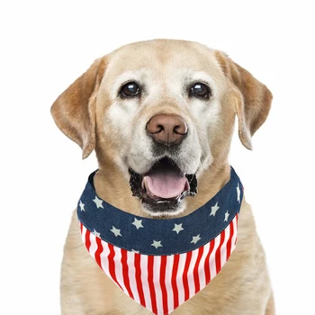 Американският Флаг на яка, Кърпа за кучета, 4 юли, Кърпа за малки, Средни и големи кучета, Флаг на САЩ, Денят на Независимостта, Кърпа за Кученца