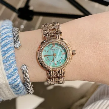 Модерен Дамски часовник с гривната, Елегантни Дамски кварцови часовници с диаманти, малък циферблат, прости дамски ръчни часовници Relojes Mujer