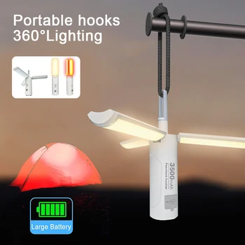 Многофункционален Походный лампа 2000/3500 ма батерия, която се презарежда походный лампа с потъмняване, лампа за палатка IPX4, за палатки, риболов, извънредни ситуации, разходки