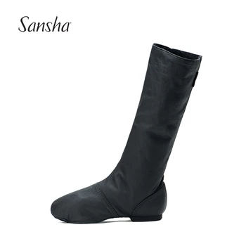 Балетные танцови обувки Sansha черен цвят от естествена свинска кожа, висококачествени танцови обувки за професионални изяви на сцената CB5LPI