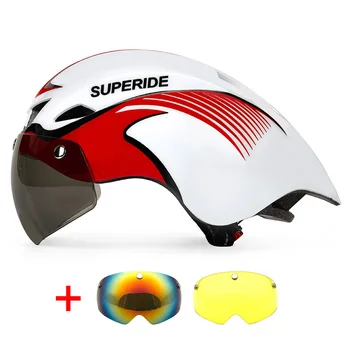 Суперидный Аеродинамичен Пътен Велосипеден Шлем с Предпазни Очила, Спортен Ultralight Каска За Езда, Велосипеден Шлем За Мъже И Жени, DH МТБ, Велосипеден Шлем