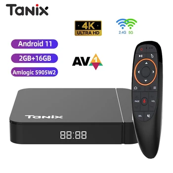 Smart TV Box Tanix W2 Android 11 Amlogic S905W2 2G 16G 2,4 G 5G Двойна Wifi H. 265 3D AV1 БТ 4K мултимедийни плейъри телеприставка Tvbox