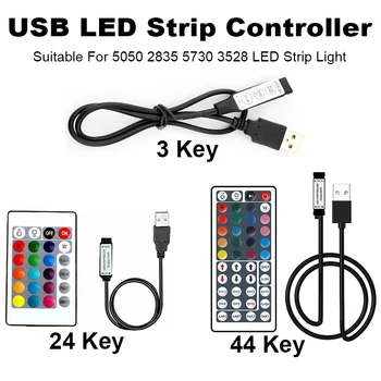 Контролер Led Лента 5V Комплект за Дистанционно Управление USB RGB Контролер 3 24 44 Ключ LED Dimmable За 5050 2835SMD Strip Light Подсветката на Телевизора