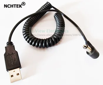 NCHTEK 90 градуса Ъгъл на щепсела на постоянен ток 5,5x2,1mm за свързване към USB 2.0 A, навити пружини удължителен кабел, захранване/1 бр.