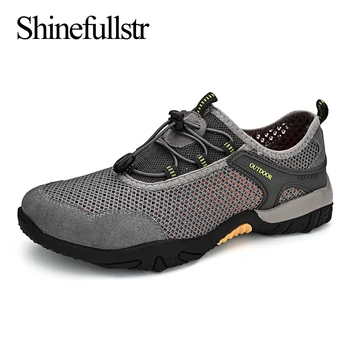 Лятна Мъжка туризъм обувки с дишаща мрежа, улично треккинговые ежедневни обувки за туризъм, планински походи, Zapatillas Hombre, размер 38-46