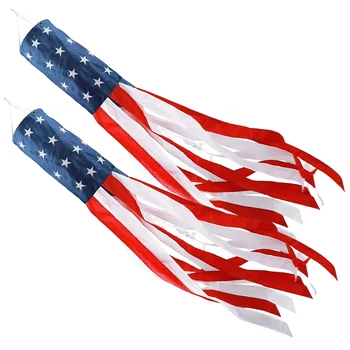 2pcs водоустойчив фестивал за многократна употреба американски флаг ветроуказатель открит с избледняване клип Ден на Независимостта на висящите декорации