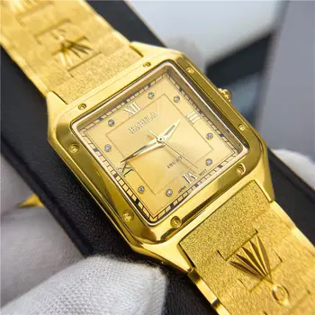 2021 нови сдвоени часове с ультратонким японски механизъм, ретро издълбани часовници от злато 24 Карата, водоустойчив бизнес мъжки часовници, часовници бизнес