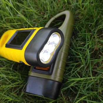 Ръчно слънчев динамо фенер за пътуване на открито, аварийни led фенерче