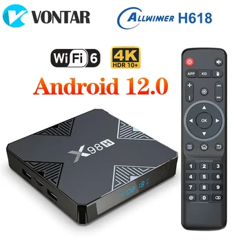 X98H TV Box Android 12/4 GB 32 GB Allwinner H618 Четириядрен процесор Cortex а a53 Поддръжка на 4K Wifi6 Google Voice Помощник телеприставка 2G 16G