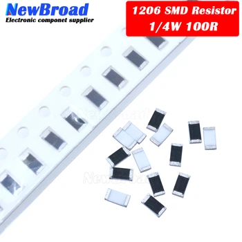 100ШТ 1206 SMD резистор 1% 100 Ома чип-резистор 0,25 W 1/4 W 100R 101