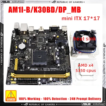Комплект дънната платка AM1 Asus AM1I-B/K30BD/DP_MB с процесори AMD x4 5350 + радиатор Комплект дънни платки AM1I SATAIII DDR3, mini-ITX