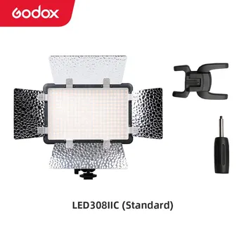 Godox LED308C II Двуцветен Led Лампа за Видеозаснемане 3300 K-5600 K за видеокамера DV + дистанционно управление + Дръжка и Вратата на Бараката