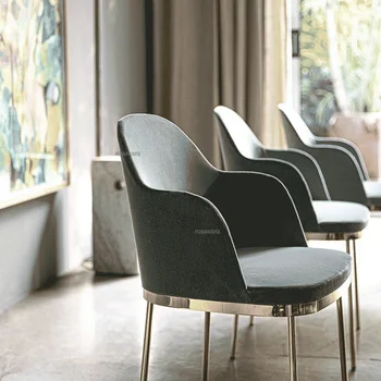 Италиански Леки Луксозни трапезни столове от неръждаема стомана, скандинавски мебели, прост, модерен стол, стол за преговори на домашната кухня с облегалка