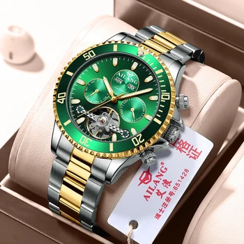2023 Марка Ailang механични часовници с Турбийоном с автоматично от мъжки механични часовници, водоустойчиви модни Светещи часовници за мъже