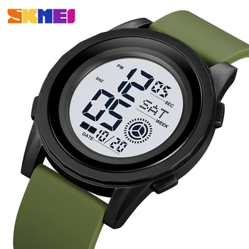 SKMEI улични военни спортни ръчни часовници с обратното броене на времето, за мъже, хронометър с подсветка, часовник с водоустойчив будилник с дата, 5 бара