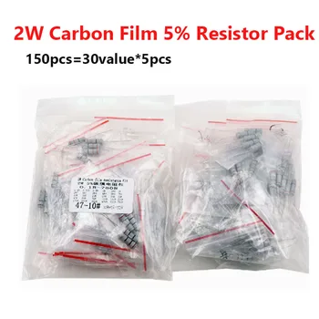 Комплект въглеродни филма резистори за мощност от 2 W, 5%, Набор от проби 0,1 R-750R, 1K-820K, общи резистори 30, точността на стойности от 5%, 150 бр.