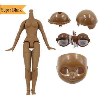 Кукла блайт tait Супер черен цвят на кожата Аксесоари за тялото, скалпа, куполи, на предния панел, очите, механизъм, костюм за 1/6 BJD