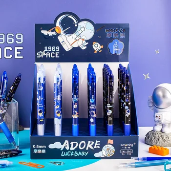 36 бр./лот, креативна стираемая гел писалка за астронавти, сладки неутрални химикалки със синьо мастило 0,5 мм, промоционални подаръци на ученически пособия, офис