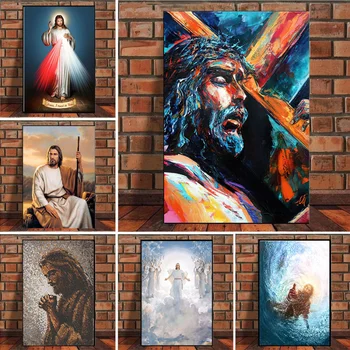 Христос, религиозната вяра, Исус, платно, Живопис, ретро плакат, стенни художествени картини за всекидневната, Църква, Украса на дома