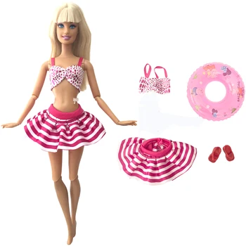 NK 1 комплект, цвят принцеса, самостоятелна механизъм, плажен бански, чехли, Спасителен пояс за плуване, пръстен за Барби, аксесоари за кукла, подарък за момичета