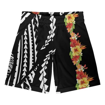 Полинезийская разплод хавайски татуировка с тотем, Хавайски щампи, мъжки баскетболни шорти, топли Панталони, еластичен колан, лоскутные къси панталони, Всекидневни
