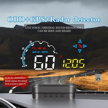 Авто HUD Auto OBD2 + GPS Централен дисплей на GPS, Цифров Скоростомер, Бордови Компютър, Аларма за Превишаване на Скоростта Аксесоари Ускорение 100 км