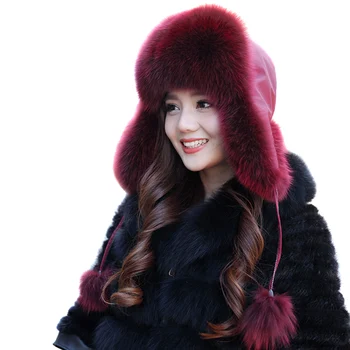 Зимна топла шапка от изкуствена кожа, корейската мода шапка, дамски Удобна дебела топла ски капачка за защита на Ушите