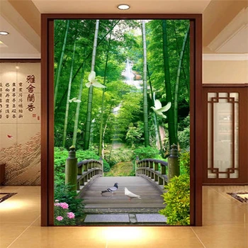 beibehang тапети по Поръчка за хола свеж бамбук гора, пътеката на паркет, коридор в хола, 3D, модерни тапети papel de parede