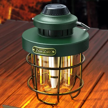 Уличен фенер за къмпинг, водоустойчива акумулаторна къмпинг светлини Type-c, ретро окачен лампа за къмпинг на открито