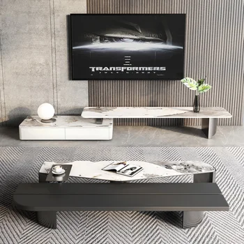 Комбинация телевизионен шкаф и журнального вечеря в италиански стил, с модерна минималистичная дневна в минималистичен телевизионен шкаф и маса за кафе