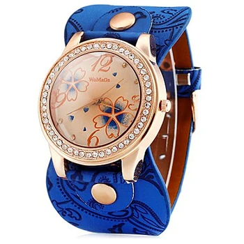 Дамски часовник Womage с кристали, кварцов часовник с по-голям циферблат, женски творчески часовници, Гривни за жени, Модни топове, гривна