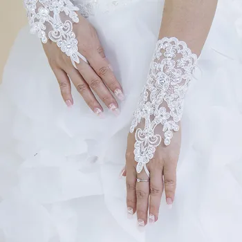 Гореща Разпродажба, Висококачествен Кратък Абзац без пръсти, Елегантни Сватбени Ръкавици за младоженци с кристали на едро