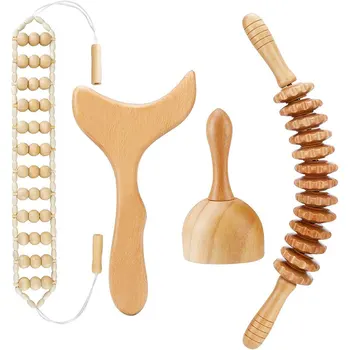 4 бр. дървени многофункционална зала инструмент за миофасциального освободи, Удобни за терапия, масаж инструменти