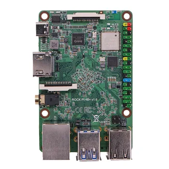 Дънна платка Rock Pi 4B + Plus Model B, за разработване на RK3399 Hexa-Core 4 x USB SBC за КОМПЮТЪР с вграден WiFi и Bluetooth (4G + 64G)