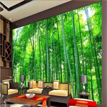 beibehang потребителски голям стенопис бамбукови гори 3D инфинити фон стенописи нетъкан текстил супер зелени тапети papel de parede