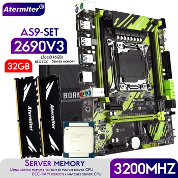 Дънна платка Atermiter X99 AS9 в комплект с процесор Xeon E5 2690 V3 LGA 2011-3 2 бр. X 16 GB = 32 GB, 3200 Mhz DDR4 REG ECC RAM Memory