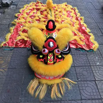 Foshan Австралийски вълнен костюм талисман на Танца на лъва вълна на китайската народна изкуство Южен Лъв Двама възрастни Cosplay Парти Игра Реклама