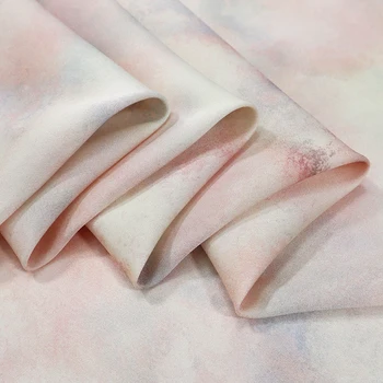 Лятна Тънка розово-лилава разцвет нова еластична коприна тъкани от коприна черница тутового цвят, непрозрачна кърпа поли за дрехи и Рокли