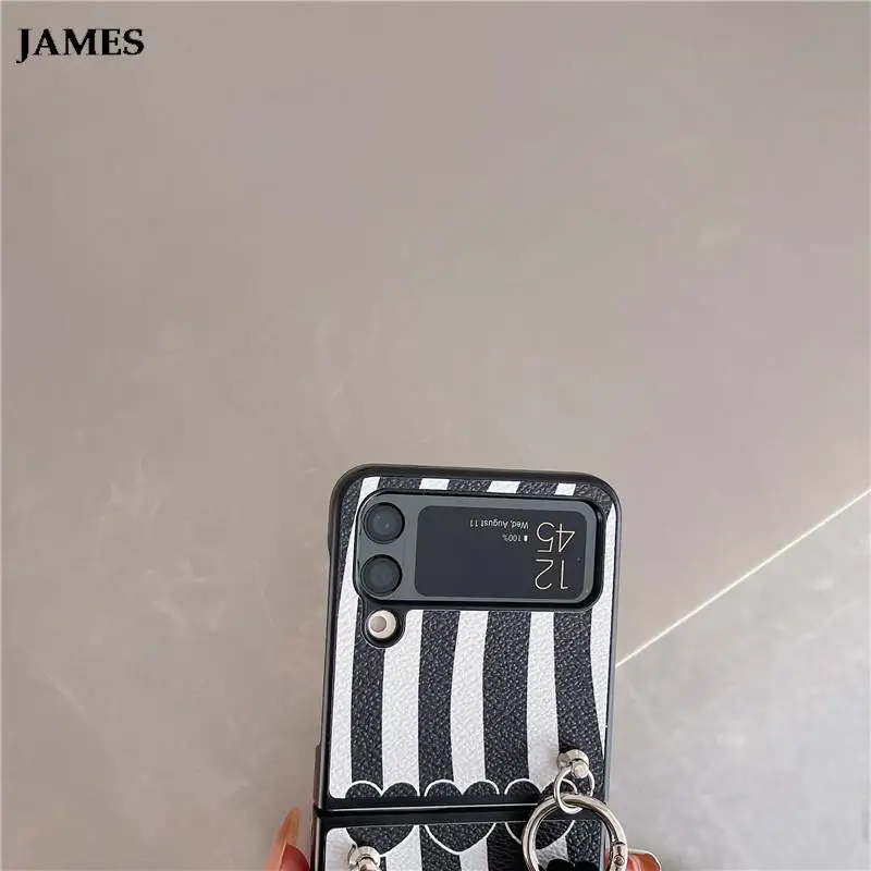 JAMES Ins Сгъваем калъф за мобилен телефон с шарките на кожата на зебра Samsung Galaxy ZFlip Z Flip 3 4 zflip3 zflip4, чанта-месинджър чанта за носене Funda
