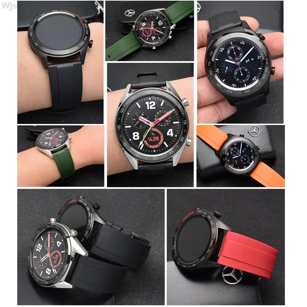 20 мм и 22 мм, 24 мм Силикон Каишка за часовник Huawei Watch gt GT 2 Honor Magic Каишка от Каучук за Samsung Galaxy Watch Band 3 42 мм и 46 мм