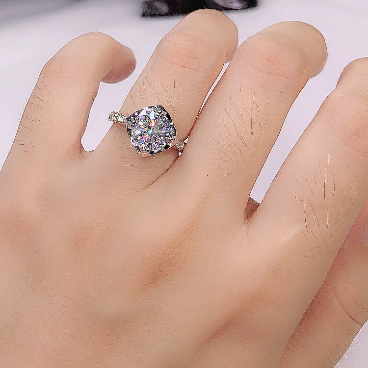 Пръстен от този бяло злато 18 Карата, женски венчален пръстен на годишнина от годеж, годежен пръстен с кръгла перла Муассанит, класически модерен диамант 1, 2, 3, 4, 5 карата