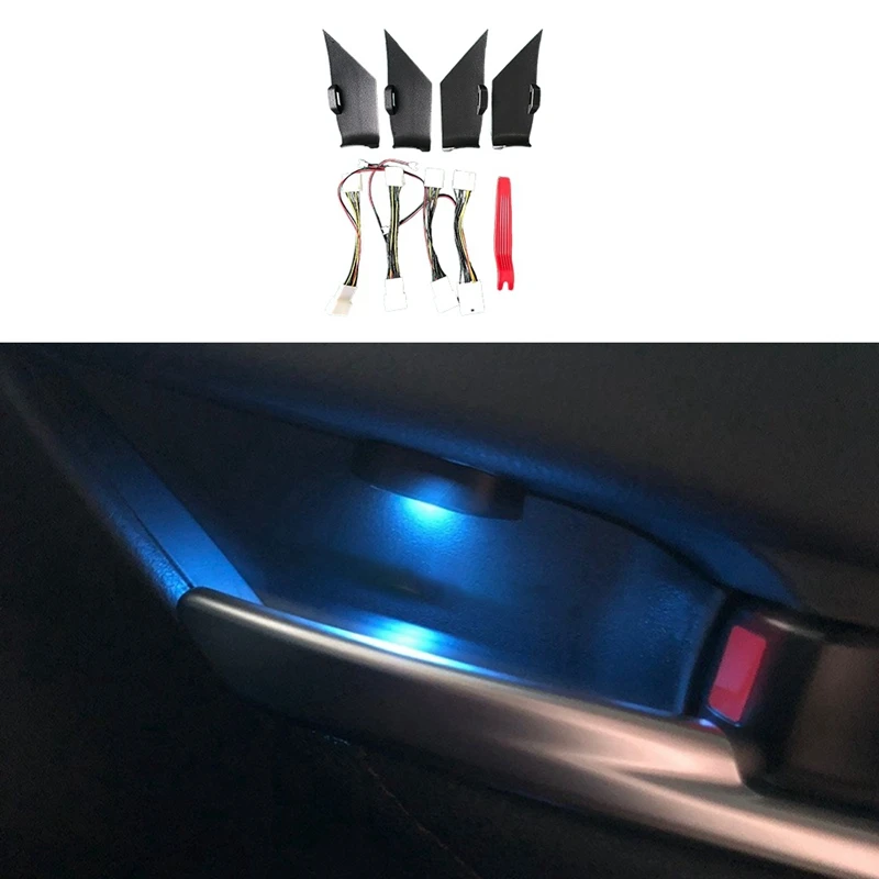 Ново Вътрешно осветление на Волана на колата за Toyota Camry 18-22, осветление на дръжката на вратата, четири врати лампа, син цвят лед