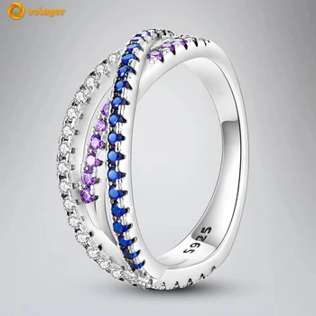 Volayer пръстени от сребро 925 проба, Ослепителни пръстени с три пръстени, Годежни пръстени, дамски бижута
