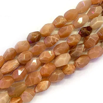 Мъниста от естествен оранжево слънчев камък, шлифован кристал с овална форма ориз и маслинови Мъниста 