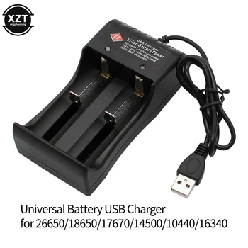 Зарядно Устройство за Литиево-йонна Батерия Универсална Батерия USB 3,7 В, Слот За Зареждане на 26650/18650/17670/14500/10440/16340