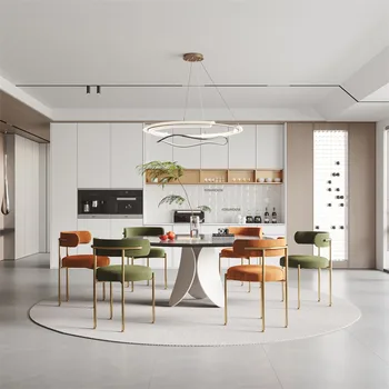 Модерен velvet маса за хранене, стол за домашно кухненски мебели, подправени столове с високи крака, дизайнерски маса за хранене, стол за почивка