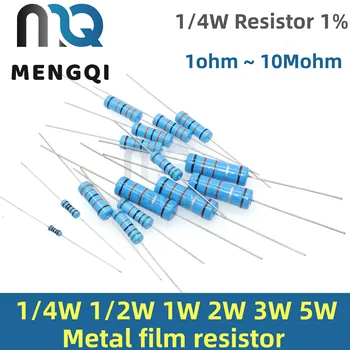 MQ 100шт 1/4 W 1R ~ 22 м 1% Метален филмът резистор 100R 220R 1K 1,5 2,2 K K 4,7 K 10K 22K 47K 100K 100 220 1K5 2K2 4K7 Ω съпротивление